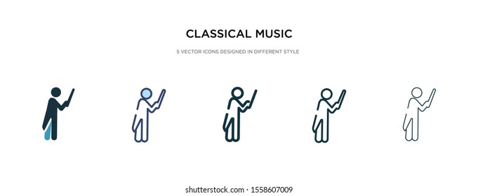 classical music icon in different style vector illustration. two colored and black classical music vector icons designed in filled, outline, line and stroke style can be used for web, mobile, ui