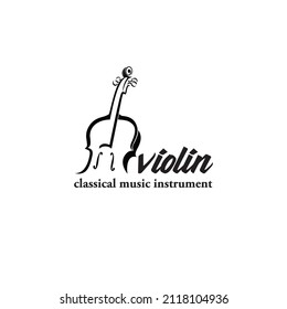classical music instrument violin logo design vector 