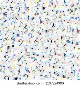 Classical music lettering and notes on white. Seamless background. Vector image.