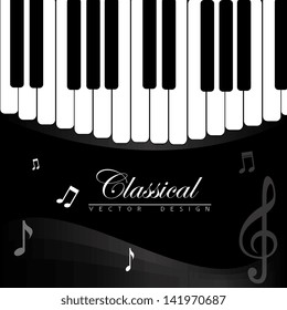 classical music over piano background vector illustration