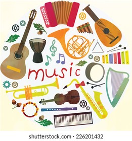 Classical musical instruments circle pattern