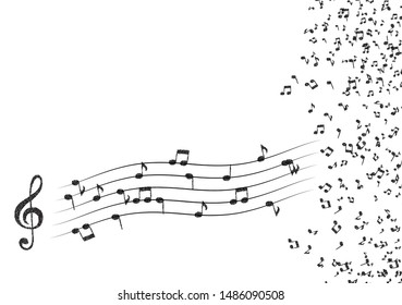 Classical musical notes with treble clef. Vector Illustrator. EPS10