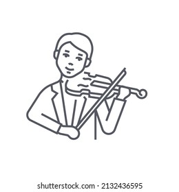 Classical musician - modern black line design style icon