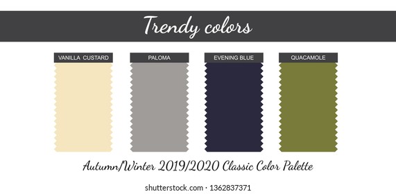 Classical neutral colors palette. Autumn / Winter 2019/2020. Fabric pieces. Vector illustration.