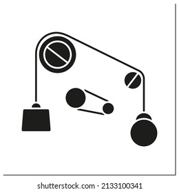 Classical physics glyph icon. Based on classical mechanics. Properties of mechanical systems. Mechanization.Physical branches concept.Filled flat sign. Isolated silhouette vector illustration