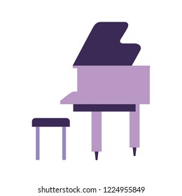 classical piano and chair on white background