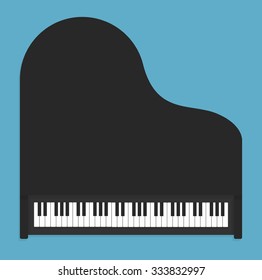Classical piano in flat style. Top view