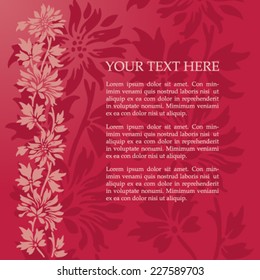 Classical pink floral banner with space for text