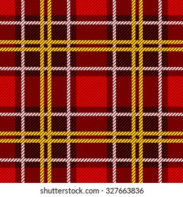 Classical plaid seamless checkered vector pattern. Retro textile collection. Red and yellow. Backgrounds & textures shop.