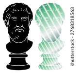 Classical roman sculpture portrait, philosopher thinker head, historical antique art bust.
