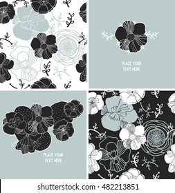 Classical romantic floral set. Set includes seamless patterns, lovely logo and print design. 