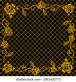 Classical rose quarter lace decorative ruler | Background race | Vintage design