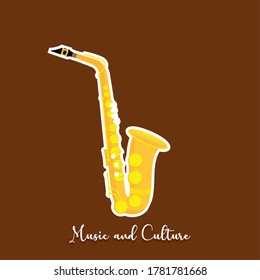 Imagen clásica de saxofón. Instrumento musical eólico - Vector
