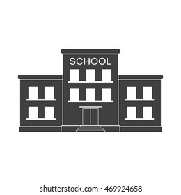 Classical school building icon isolated on white background. Front yard. Building school icon for city construction education vector in flat style