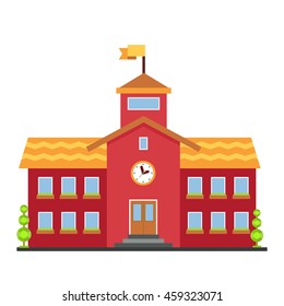 Classical school building illustration on white background