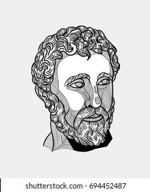 Classical Sculpture. Agora. Vector illustration hand drawn