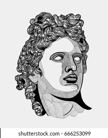 Classical Sculpture. Apollon. Vector illustration hand drawn