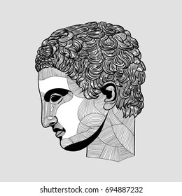 Classical Sculpture. Athlete. Vector illustration hand drawn