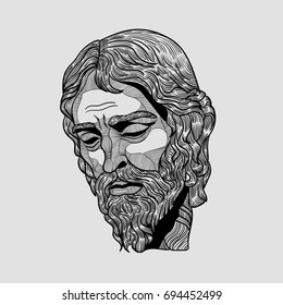 Classical Sculpture. Jesus. Vector illustration hand drawn