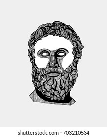 Classical Sculpture. Philosopher. Vector illustration hand drawn