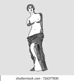 Classical Sculpture. Vector illustration hand drawn. Venus (APHRODITE)