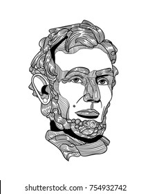 Klassische Skulptur. Vektorillustration Illustration handgezeichnet. Abraham Lincoln