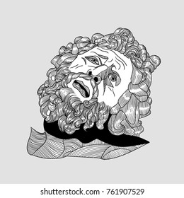 Classical Sculpture. Vector illustration hand drawn. Laocoon