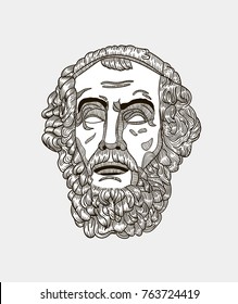 Classical Sculpture. Vector illustration hand drawn. Homer
