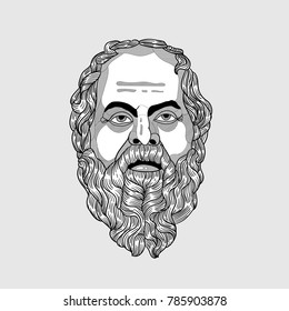 Classical Sculpture. Vector Illustration Hand Drawn. Socrates