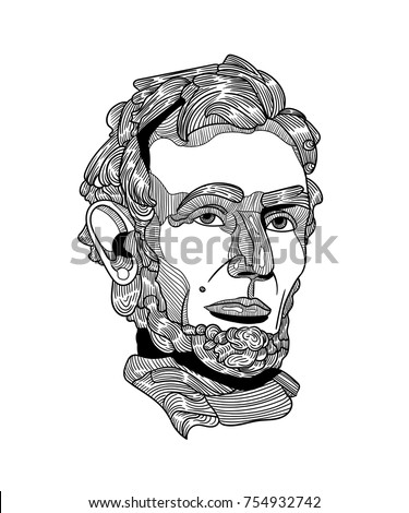 Classical Sculpture. Vector illustration hand drawn. Abraham Lincoln
