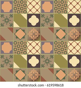 Classical seamless patchwork pattern from colorful tiles. Vector image (EPS 10).