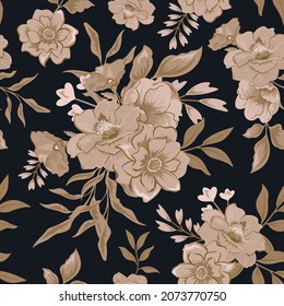 Classical seamless pattern with botanical floral design.