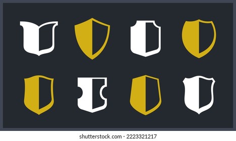 Classical shields collection vector design elements, defense and safety icons, empty and blank ammo emblems collection.