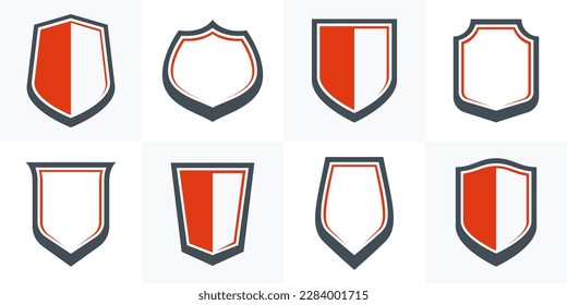 Classical shields collection vector design elements, defense and safety icons, empty and blank ammo emblems collection.