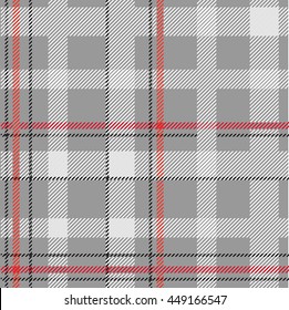 Classical shirt cotton fabric. Checkered seamless vector pattern. Retro textile collection. Grey.