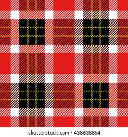 Classical Shirt Seamless Pattern. Checkered Plaid Vector Background. Retro Textile Design motifs. Chequered cotton fabric. Checkers with hatched strips. Cotton-looking cloth texture. Red, black.