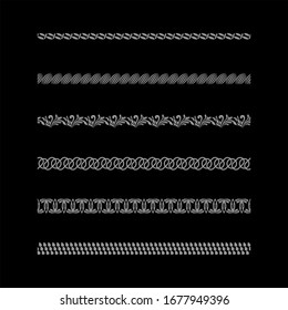classical silver elegant ornament stripe seamless pattern set