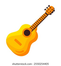 Classical six string guitar. Element of Hispanic holiday Cinco De Mayo. Mexican holiday icon. Simple cartoon vector element isolated on white background