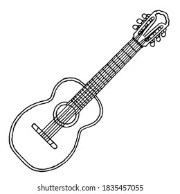 Classical Sixstring Guitar Doodle Style Coloring Stock Vector (Royalty ...