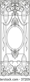 Classical stained-glass window design Baroque style for plotter