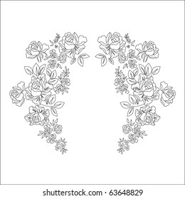  classical symmetrical pattern,vector floral silhouette.