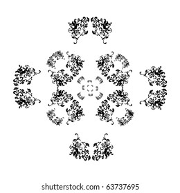 classical symmetrical pattern,vector floral silhouette.