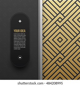 Classical text background on golden ornament. Elegant classic style. Useful for invitations greetings and premium media.