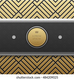Classical text background on golden ornament. Elegant classic style. Useful for invitations greetings and premium media.