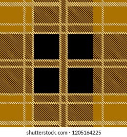 	
Classical textile print with checkers and stripes. Trendy fabric design with English motifs. Seamless vector pattern with autumn palette. Template for plaids, shirts, suits, dresses. Yellow.