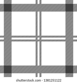 Classical textile print with checkers and stripes. Trendy fabric design with Scandinavian motifs. Template for plaids, shirts, suits, dresses. Black, white.