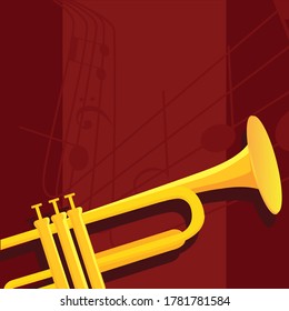 Classical trumpet image. Wind musical instrument - Vector