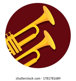 Classical trumpet image. Wind musical instrument - Vector
