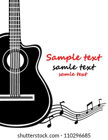 Classical vector guitar. Musical greeting card.