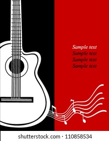 Classical vector guitar. Musical greeting card.